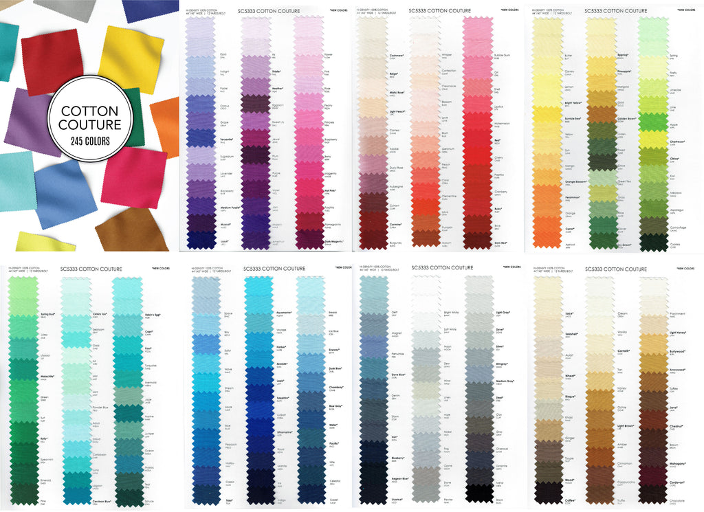 CARD022 UPDATED COTTON COUTURE SWATCH CARD - 245 COLORS - INCLUDES 74 NEWEST COLORS