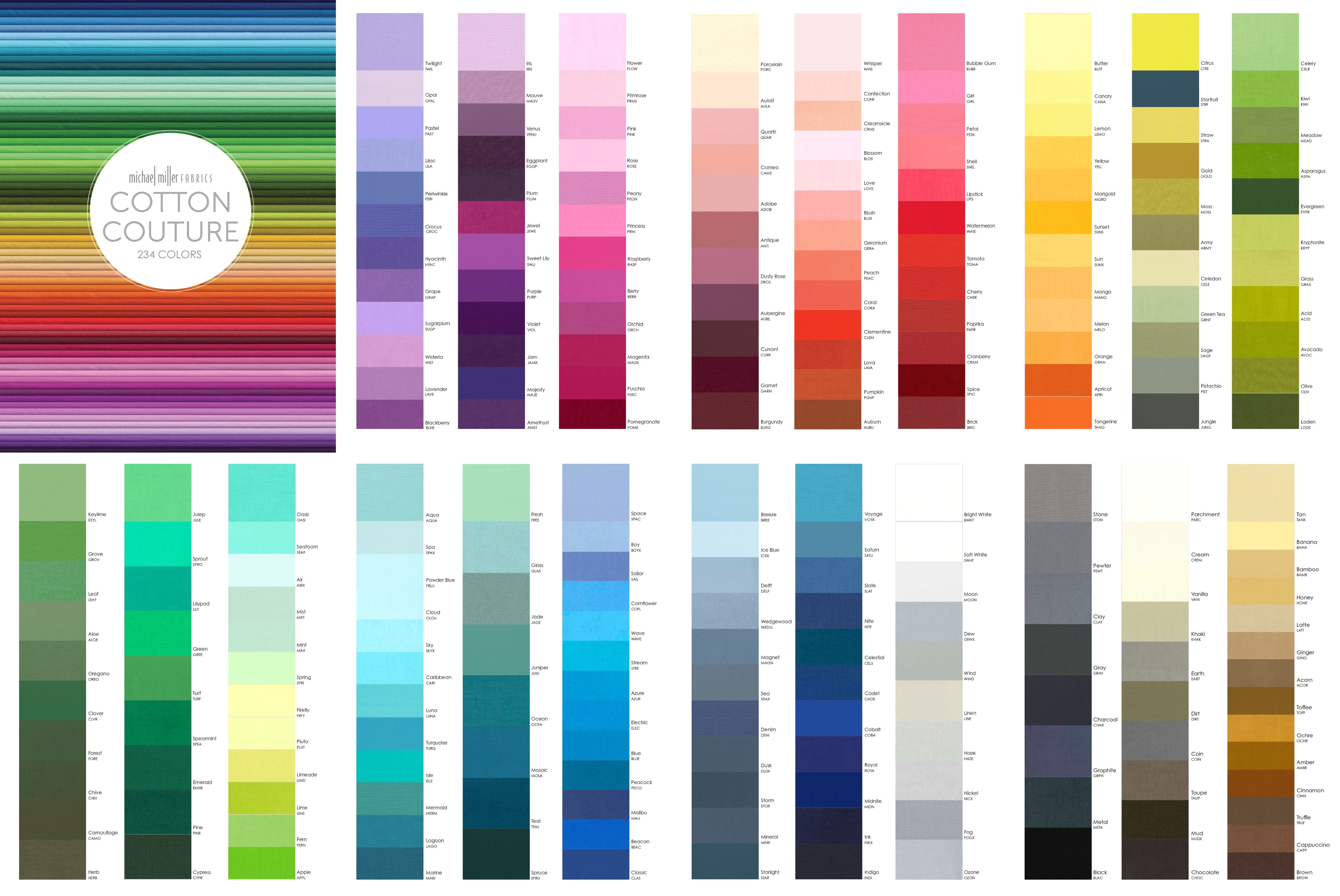 CARD011 Cotton Couture Card - 234 colors – Michael Miller Fabrics Color ...